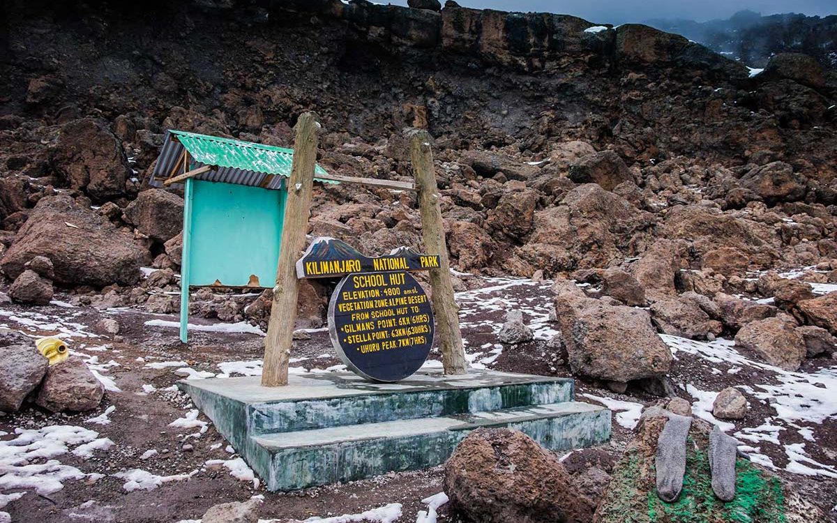 Socks Dry Out At School Hut Sign, 15,500 feet